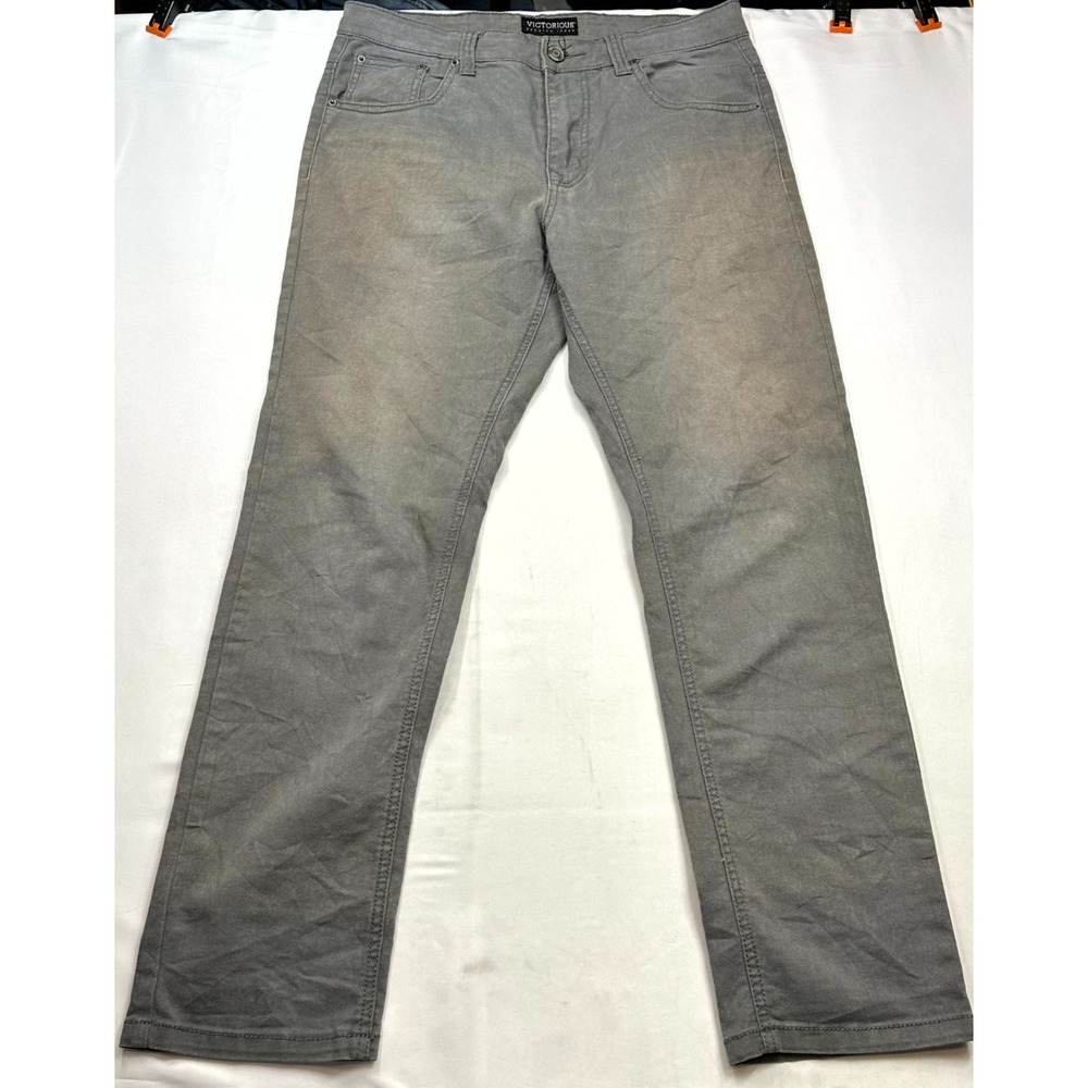 Victorious Jeans Mens Size 32x30 Gray Denim Cotton Blend Straight‎ Stretch